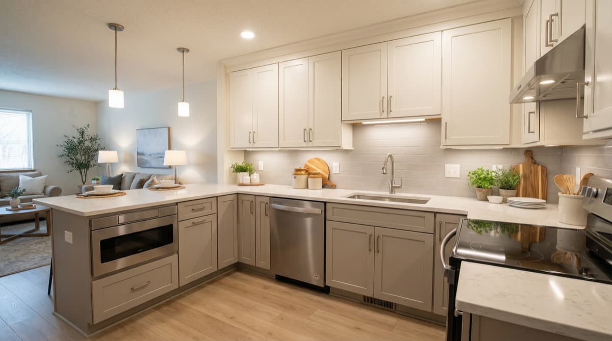 Transitional Calm AI kitchen redesign preview